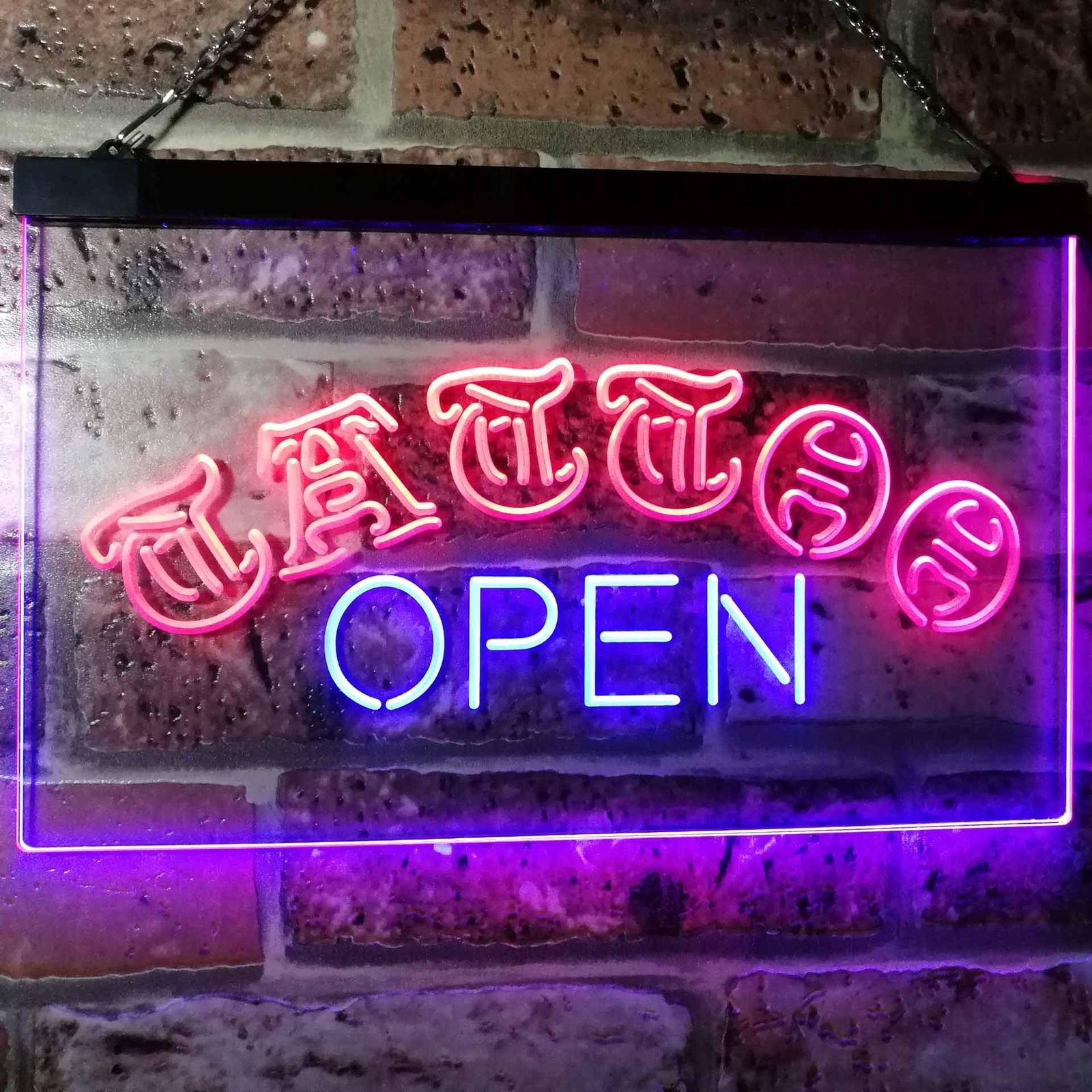 Tattoo Open Walk-In-Welcome Dual Color Led Neon Sign